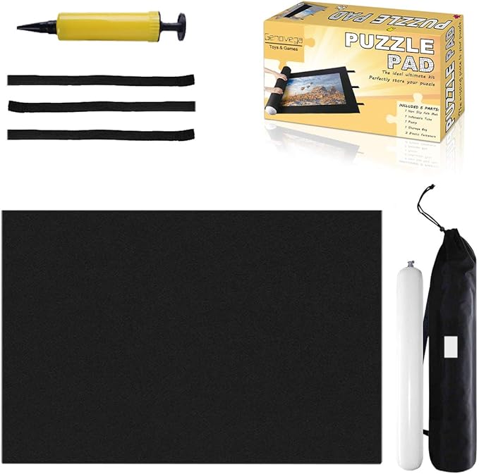 Jigsaw Puzzle Mat Roll Up - 2000 1500 500 Pieces Saver Large Puzzles Board for Adults Kids, Storage and Transport Premium Pump Puzzle Glue Felt Mat Inflatable Tube Cover Keeper Pad Holder Organizer