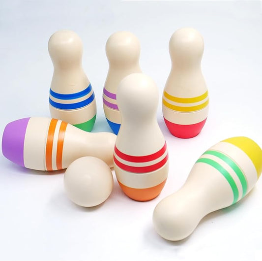 Shumee Montessori Wooden Kids Bowling Set 2+ Years, Eco-Friendly Toddler Bowling Sets with 6 Pins & Ball, Indoor/Outdoor Bowling Set for Kids, Muscle & Brain Development, 100% Child-Safe Toy