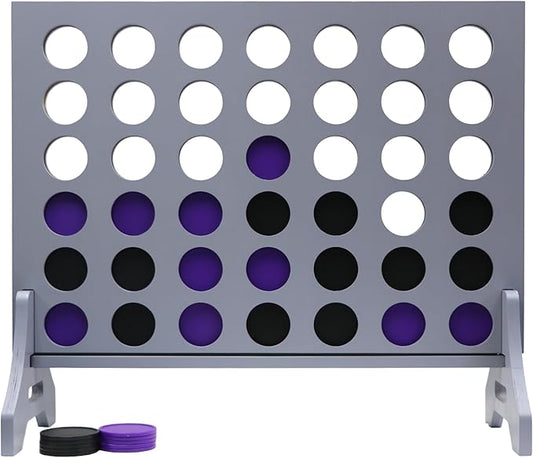 Tailgating Pros Premium Grey Giant Four in a Row with Carrying Case - Jumbo Oversized Outdoor Yard Game - Connect Multiple Pucks in a Row to Win - Many Puck Colors Available!