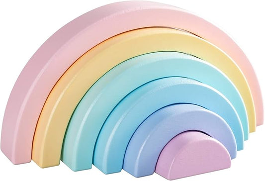 Wooden Rainbow Stacking Toy, Small PastelStacker, 6 Piece Rainbow Stacking Toy for Baby/Toddlers/Kids, Montessori Education Pastel Decor, Kindergarten Teaching Aid