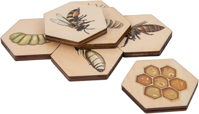 Montessori Wooden Bee Life Cycle Puzzle for Kids 3-6 | Learn Hive Roles: Queen,Worker,Drone | Realistic Insect Puzzle with Tray & Clamp | Preschool Fine Motor Science Toy for Classroom & Homeschool