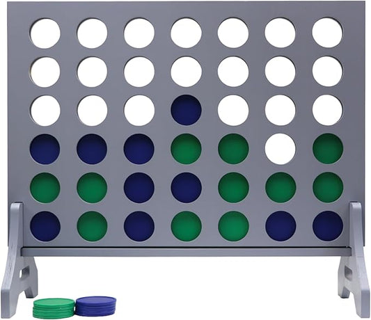 Tailgating Pros Premium Grey Giant Four in a Row with Carrying Case - Jumbo Oversized Outdoor Yard Game - Connect Multiple Pucks in a Row to Win - Many Puck Colors Available!