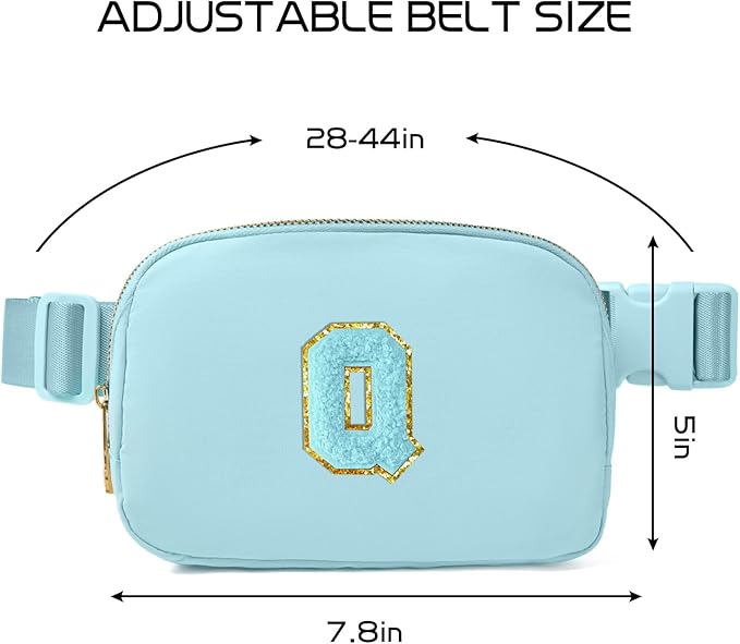 Gitus Gifts for 8 9 10 11 12 Year Old Girls Belt Bag Fanny Pack Crossbody Bags with Initial Letter Patch Cute Stuff Birthday Gifts for Teen Girls Women Personalized Trend Stuff (Icing Blue-Q)