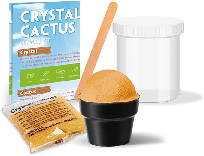 Crystal Growing Kit for Kids, Cactus-Orange DIY Crystal Science Experiment Set, Grow Your Own Crystals, STEM Educational Chemistry Kit for Boys & Girls Ages 6-12, Fun Science Lab Gift for Kids