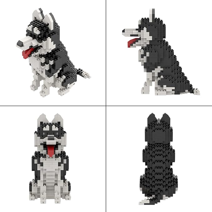 Larcele Mini Building Blocks Animal Set, DIY Micro 3D Building Toy Bricks,753 Pieces KLJM-05(Huskie)