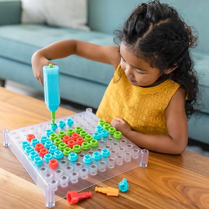 Educational Insights Design & Drill See-Through Creative Workshop - Construction Toys & Toddler Tools, Kids Tool Set with Real Electric Drill Toy, Take Apart Set, Toddler Building Toys for Ages 3+