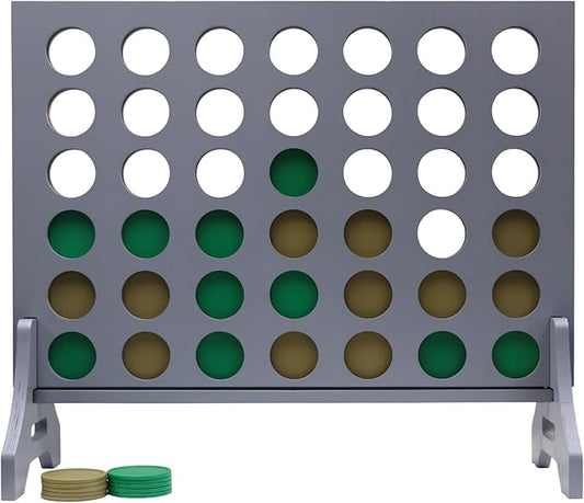 Tailgating Pros Premium Grey Giant Four in a Row with Carrying Case - Jumbo Oversized Outdoor Yard Game - Connect Multiple Pucks in a Row to Win - Many Puck Colors Available!