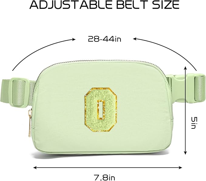 Gitus Gifts for 8 9 10 11 12 Year Old Girls Belt Bag Fanny Pack Crossbody Bags with Initial Letter Patch Cute Stuff Birthday Gifts for Teen Girls Women Personalized Trend Stuff (Light Green-O)