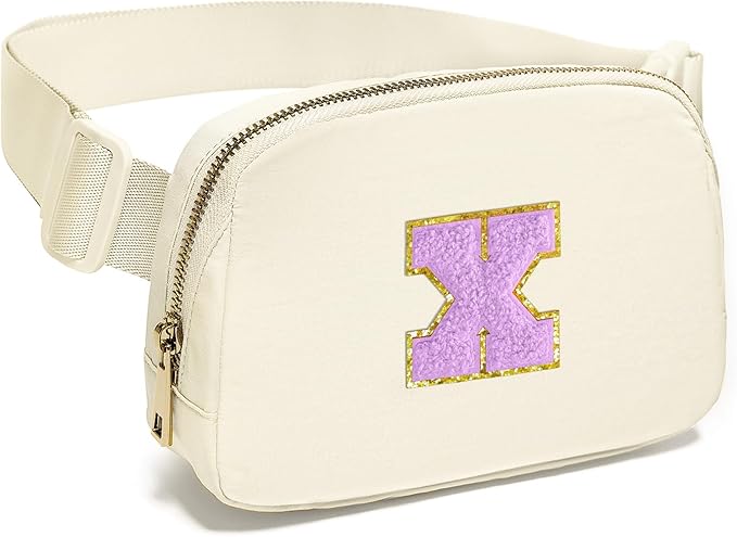 Gitus Gifts for 8 9 10 11 12 Year Old Girls Belt Bag Fanny Pack Crossbody Bags with Initial Letter Patch Cute Stuff Birthday Gifts for Teen Girls Women Personalized Trend Stuff (Ivory-X)