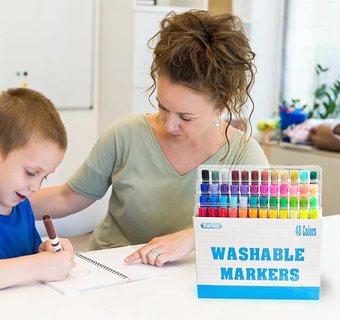 Washable Markers Bulk, Markers for Kids, Bulk Pack, 48 Colors, 3 Boxes, 144 Count