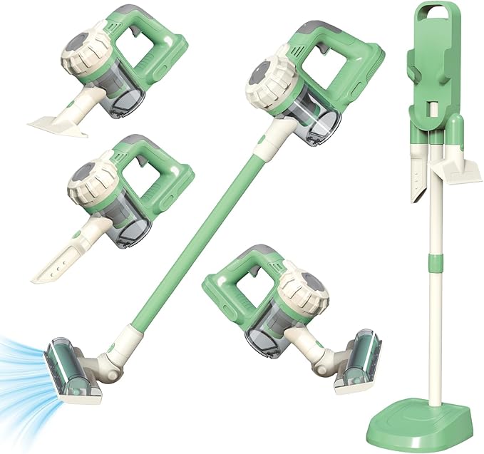 3-in-1 Kids Vacuum That Really Works – Working Toddler Vacuum Cleaner with Real Suction, Montessori Pretend Play Cleaning Toy Gift Set for Boys and Girls Ages 3+