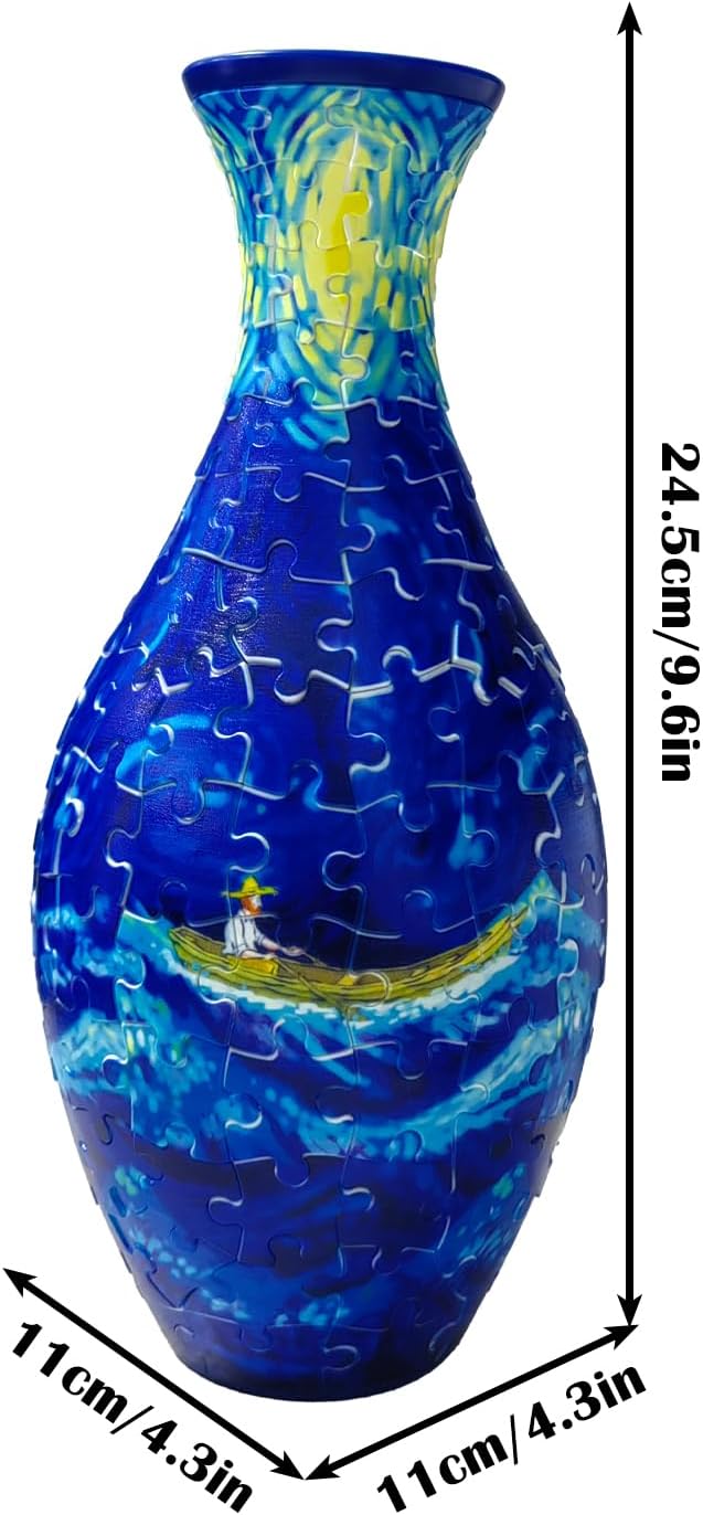 3D Puzzle Vase Unique Flower Vase for Adults Made by 160 Curved Plastic Puzzle, Relax Puzzles for Adults, DIY Jigsaw Creative Gift for Parents & Housewarming