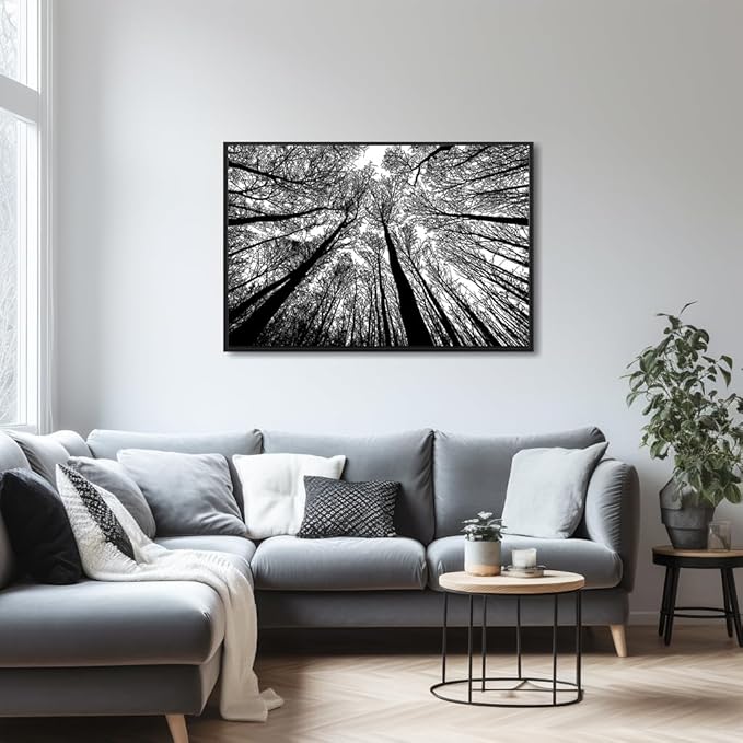 Bgraamiens Puzzle-Forest in Black and White-1000 Pieces Creative Black and White Nature Scenery Hard Puzzle Blue Board Jigsaw Puzzle