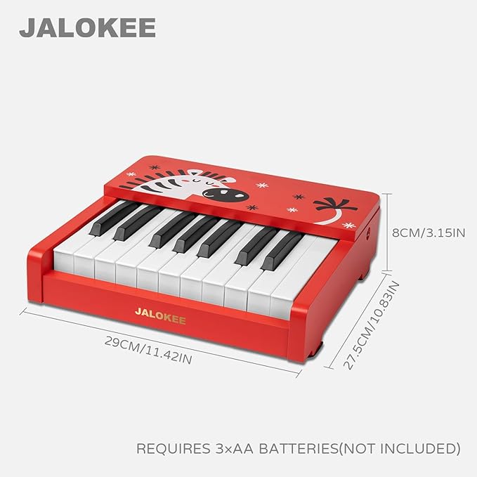 Kids Piano Keyboard, 18 Keys Digital Piano for Kids, Mini Music Educational Instrument Toy, Wood Toy for Toddlers Girls Boys (Red)