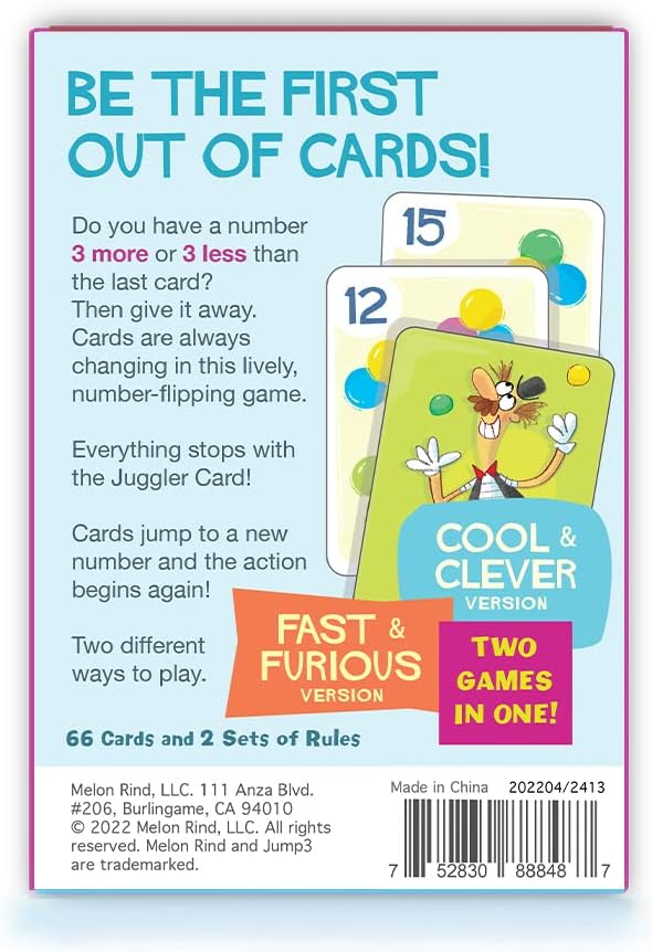 Melon Rind Jump 3, Math Game for Kids Learning Multiples of 3, Lively Card Game, a Fun Math Activity for Boosting Confidence, Quick and Easy Screenless Fun, Ages 7+