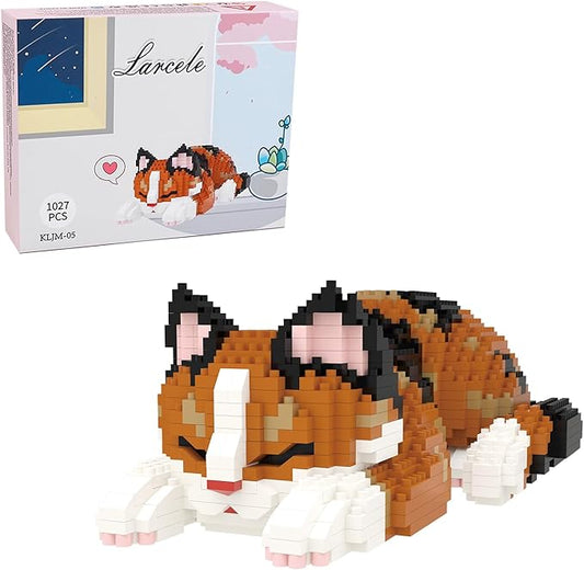 Larcele Micro Building Blocks Set, DIY Mini Building Toy Bricks for Age Over 12 Years, 1027 Pieces KLJM-05 (Tortoiseshell Cat)