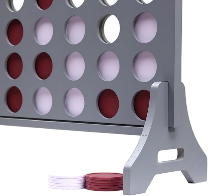 Tailgating Pros Premium Grey Giant Four in a Row with Carrying Case - Jumbo Oversized Outdoor Yard Game - Connect Multiple Pucks in a Row to Win - Many Puck Colors Available!
