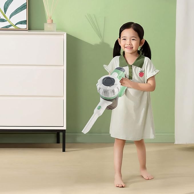 3-in-1 Kids Vacuum That Really Works, Toddler Toy Vacuum Cleaning Set for Children Aged 3+, Fun Kids Working Toy Vacuum Cleaner with Working Suction for Realistic Play (630Green)
