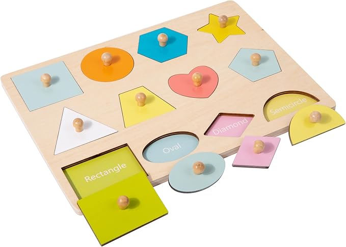 Adena Montessori Wooden Cognition Knob Puzzles Baby & Toddler Development Toy