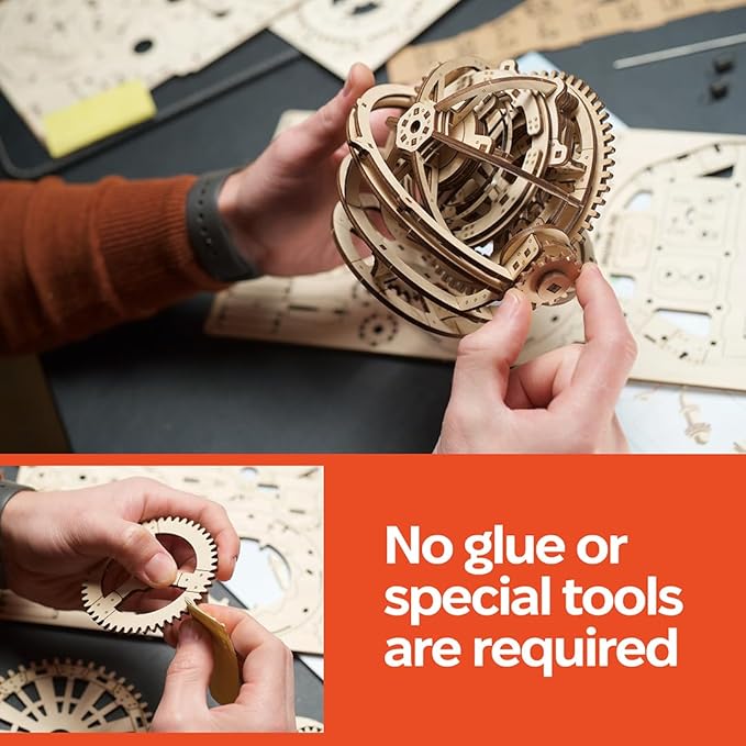 UGEARS Wooden 3D Puzzles for Adults - Astronomer Table Clock with Tourbillon Model Kit - Mechanical Clock Kit Functional DIY Miniature Kit Wood Crafts for Adults - Gifts For Puzzle Lovers - 338 Pieces