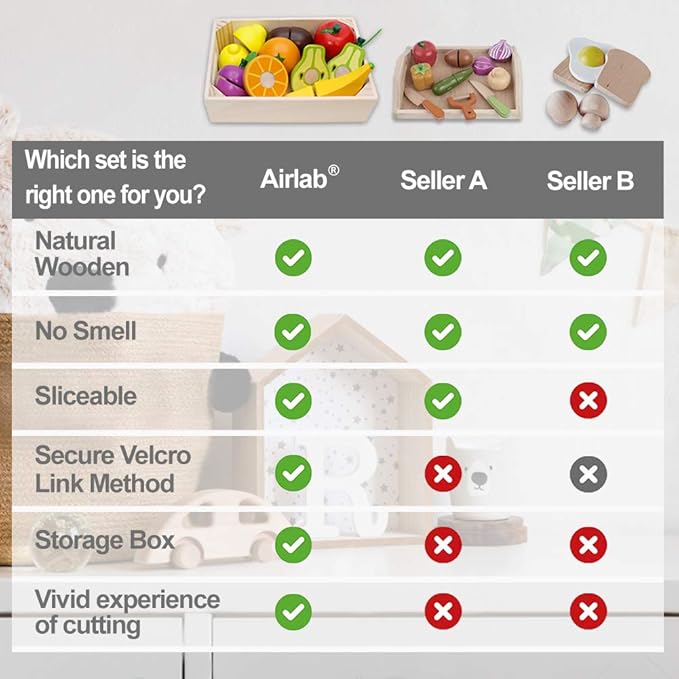 Wooden Play Food for Kids Kitchen Cutting Fruits Toys for Toddlers Pretend Vegetables Gift for Boys Girls Educational Toys