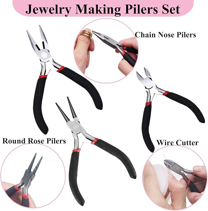 MONVICT Jewelry Making Supplies Kit - 24 + 845 Pcs Jewelry Making Tools for Repair, Crafting, Earring, Ring, and Beading