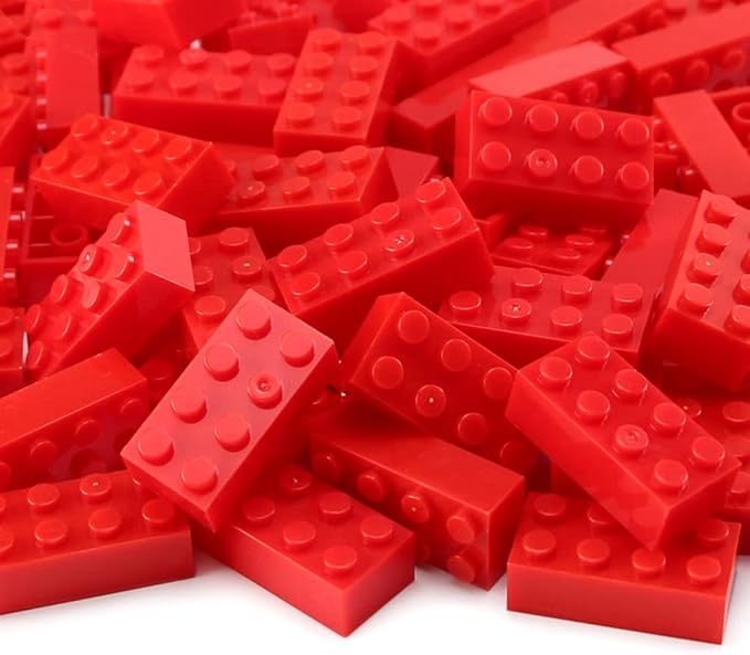 Feleph 320 Pieces 2x4 Red Bricks Parts Building Blocks Classic Creative Play Set Toy Accessories Compatible with 3001 Major Brick Brands (Red)