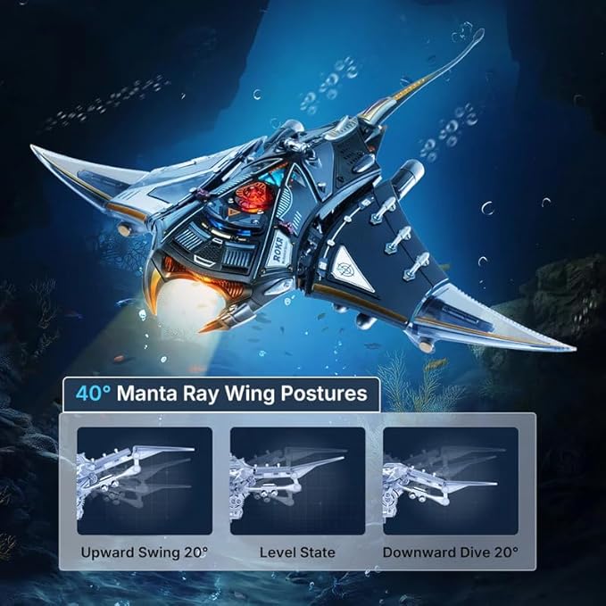 ROKR 3D Metal Puzzle for Adults & Teens, Mechanical STEM Model Building Kit, Unique Desk Decor Manta Ray(MI06)