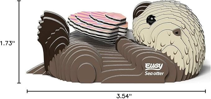 Eugy Sea Otter 3D Puzzle, 36 Piece Eco-Friendly Educational Toy Puzzles for Boys, Girls & Kids Ages 6+