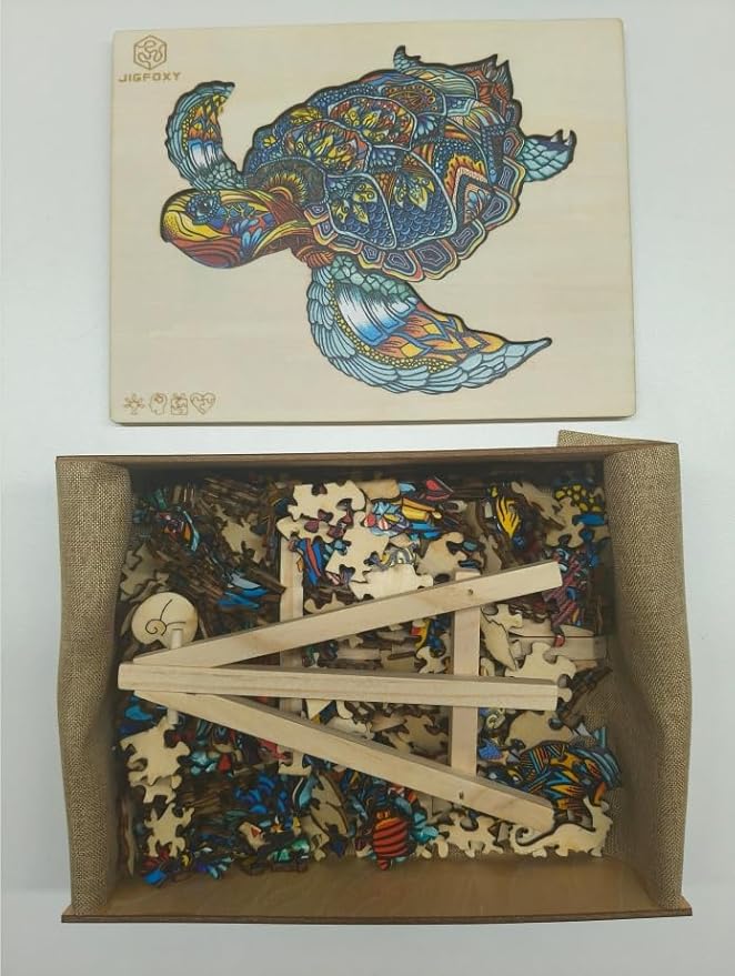 Jigfoxy Wooden Puzzles for Adults, Sea Turtle Wooden Jigsaw Puzzles,Unique Animal Shape Puzzles, Christmas Thanksgiving Gifts for Family Turtle Lover(XL-22.8 * 19.3in-631pcs)