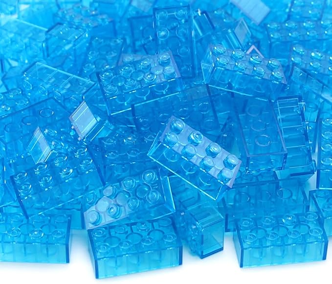Feleph 100pcs 2x4 Bricks Trans-Medium Blue Pieces Parts Building kit Creative Play Set Blocks Classic Toy Accessories Compatible with 3001 Major Brands