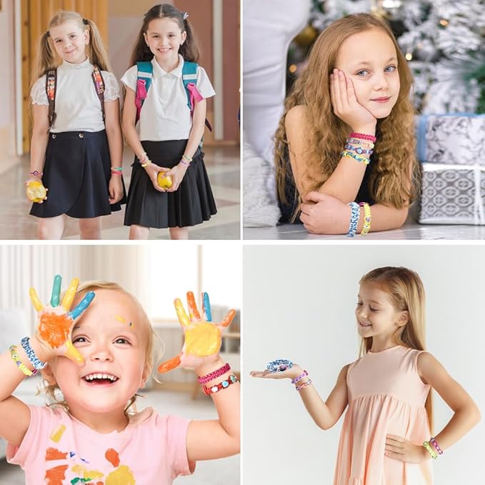 QDGMXIV Bracelet Making Kit for Girl 7 8 9 10 11 12 Year Old, Arts and Crafts Kid Gifts for Birthday
