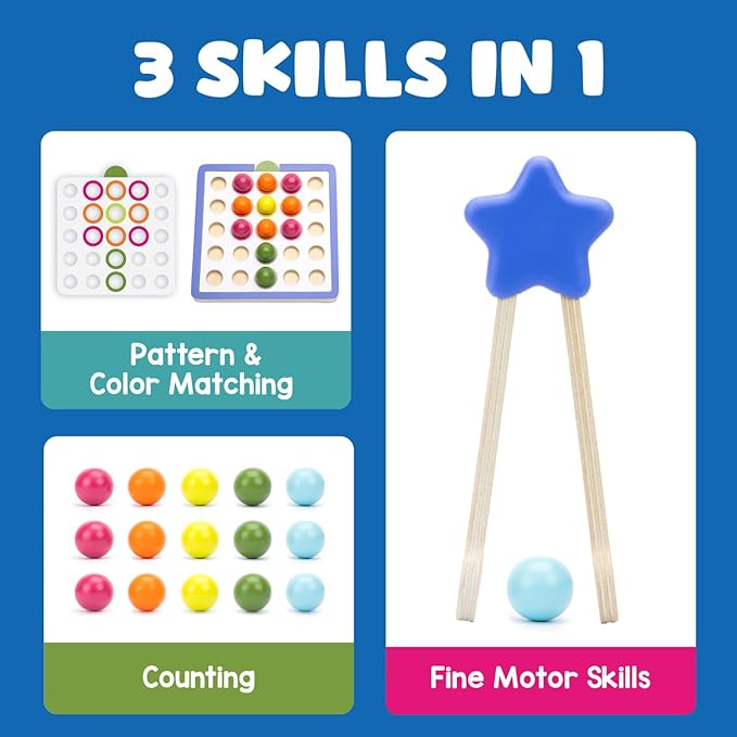 Educational Insights Pattern & Sequencing Wooden Board – Color Matching Toy for Kids, Fine Motor Kits, Sequence Board Games for Toddlers, Preschool Manipulatives, Ages 3+