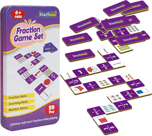 Fraction Dominoes Set,Math Games for Kids,Math Manipulatives,Counting Toys,Learning Games,Preschool Learning Activities,Homeschool Supplies,Kindergarten Classroom Must Haves,1st 2nd 3rd Grade