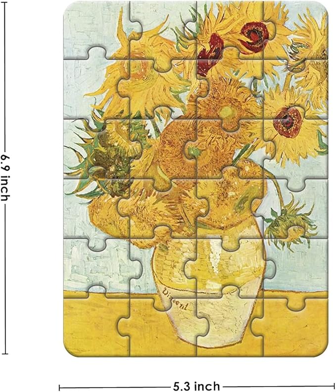 24 Pieces Twelve Sunflowers Puzzle, Toddler Artist Puzzles for Kids Ages 3-5, 4-8 Easy-an Intellectual Decompression Entertainment Game and Preschool Educational Learning Toys