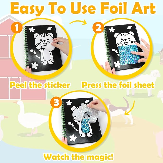 FUNNYB&G Foil Art Craft Activity for Kids - Gift for Boys Crafts for Kids Fun Art Supplies DIY Creative Travel Toy, Birthday Gift Party Favor Toys for Girls Boys 4 5 6 7 8 9 Years Old (Dinosaur)