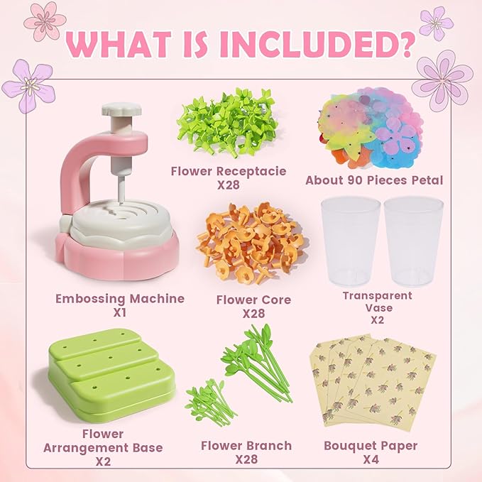 Airyard DIY Craft Kits Toys for Kids Ages 8-12 - Fabric Flower Bouquets Girls Toys Age 6-8, Arts & Crafts for 4 5 6 7 8 Year Old Toddler Girl, Educational Activity Preschool Birthday Gifts