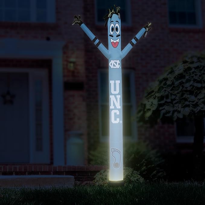 NCAA Carolina Football Wacky Waving Inflatable Tube Guy with LED Lights & Built-in Blower - 6" x 36" x 96" Inflatable Tube Man Crazy Sports Fan Outdoor Party Decoration
