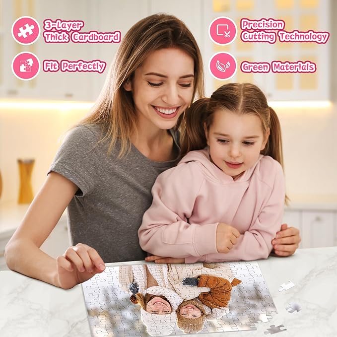 Personalized Puzzle Gifts for Christmas, Custom Photo Gift for Mom from Daughter Son Kids, Mom Gifts for Wife from Husband, Customized Presents for Mother's Day Birthday Christmas