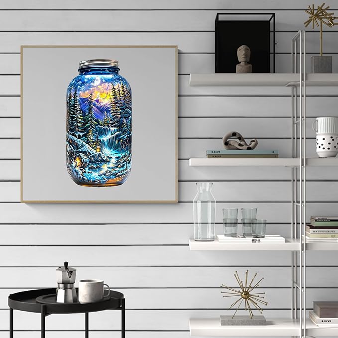 Wooden Puzzles for Adults - 200 Pieces Winter Dreamscape Wooden Puzzle - Unique Animal Shape Wood Cut Puzzles - Eco-Friendly Home Office Decor (M-11.4 * 11.7in)