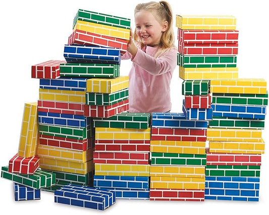 Lillian Vernon Primary Building Bricks - Kids Cardboard Blocks, Each 9" x 4" x 2" (Set of 24)