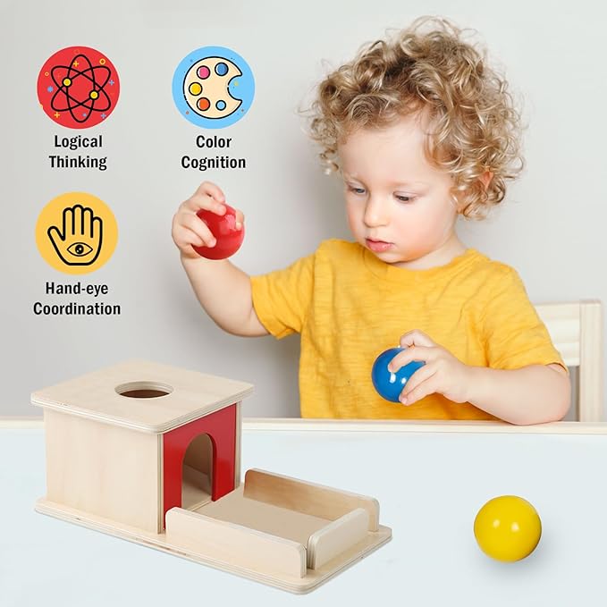 Adena Montessori Wooden Toy for 6-12 Month Baby 3 Balls,Sorting and Stacking Colorful Learning Education Toy for Toddler Kid 1-2 Year Old, Preschool Girl and Boy Gift(Full Size Typical)