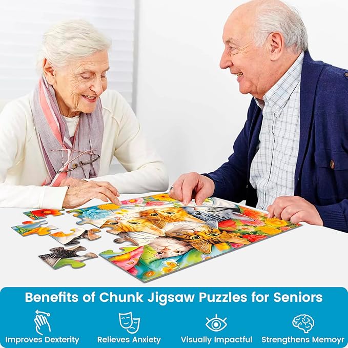 4 Packs 36 Piece Large Jigsaw Puzzles for Elderly Dementia, Alzheimer's Products Activities, Easy Puzzles Cognitive Games Activities for People with Dementia