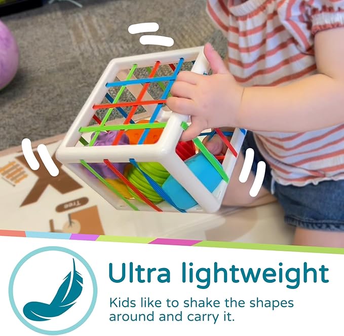 LiKee Montessori Toys for 1+ Years Old, Shape Sorter Baby Toys for Girls Boys Birthday, Colorful 1 2 3 Year Infant Toddler Toy, Learning & Fine Motor Skills 18+ Months (Cube)