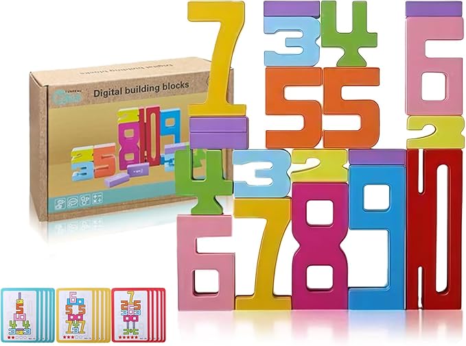 Montessori-Inspired Wooden Number Building Blocks-Wooden Number Blocks,1-10 Number Game Balance Competition Toys, Educational Gift for 3-8 Year OldBoys and Girls