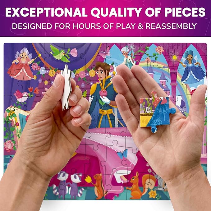 QUOKKA Puzzles for Kids Ages 4-6 – 4-Pack 60-Piece Puzzles for Kids – Fairy Tale Jigsaw Puzzle Set – Toddler Puzzle Ages 4-6 – Educational Learning Toys – FSC Certified – Gift for 5 Year Olds