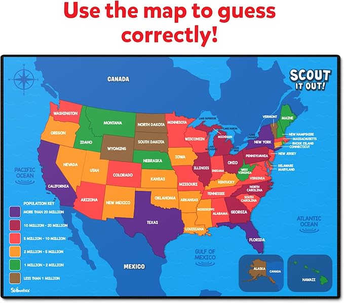 Skillmatics Board Game - Scout It Out 50 States, Guessing & Trivia Game for Families, Educational Toys, Card Games for Kids, Teens and Adults, Gifts for Boys and Girls Ages 7, 8, 9 and Up