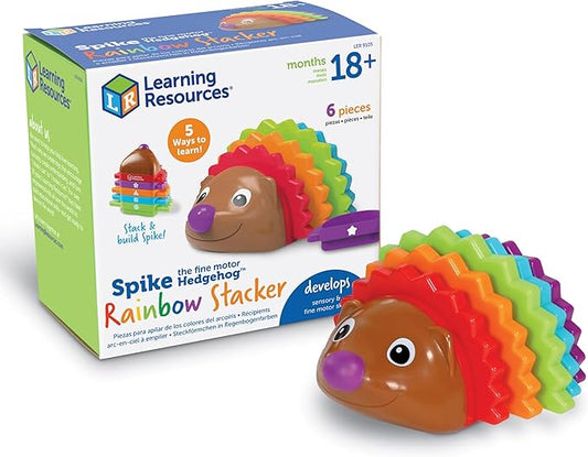 Learning Resources Spike the Fine Motor Hedgehog Rainbow Stackers - 6 Pieces, Ages 18+ months Stacking & Counting Toy for Toddlers, Montessori Toys