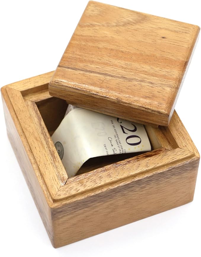 BSIRI Locked Box- Secret Box Brain Teaser Wooden Puzzle Boxes with Hidden Compartments. Ideal Mystery Jewelry, 3D Puzzle Lock, Gift Card, and Money Puzzle Box