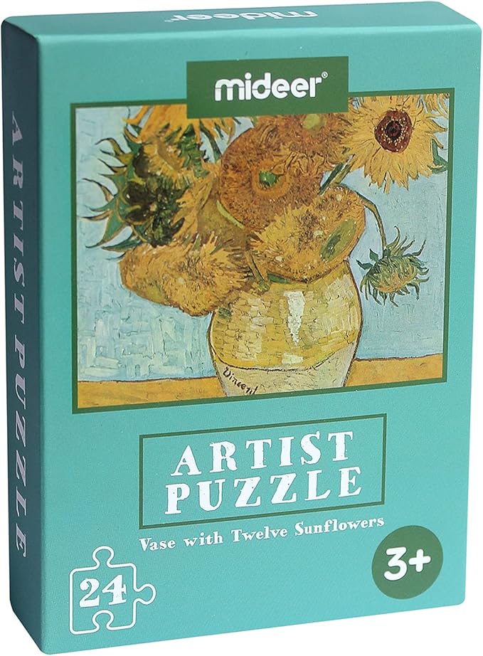 24 Pieces Twelve Sunflowers Puzzle, Toddler Artist Puzzles for Kids Ages 3-5, 4-8 Easy-an Intellectual Decompression Entertainment Game and Preschool Educational Learning Toys
